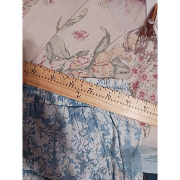 Knox Rose Floral Drawstring Cropped  Pants With Pockets Blue & white Size Medium - Picture 6 of 7